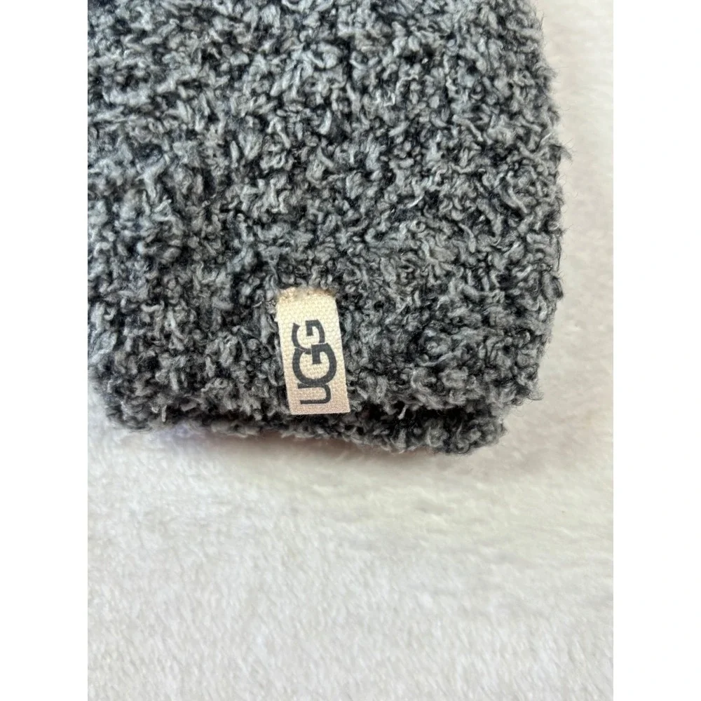 UGG Leda Cozy Crew Socks Womens Charcoal Grey Sherpa Plush Knit One Size 1121163